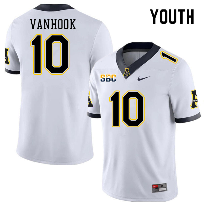 Youth #10 DJ VanHook Appalachian State Mountaineers College Football Jerseys Stitched Sale-White - Click Image to Close